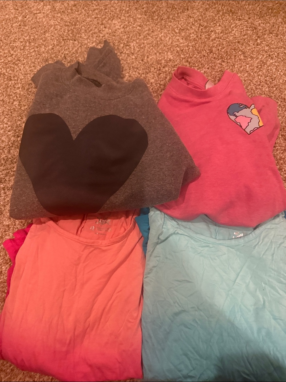 Girls Ombre & Graphic Long-Sleeve Tops - Pink, Coral, Aqua, Gray